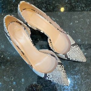 J crew snake-embossed leather heels pumps